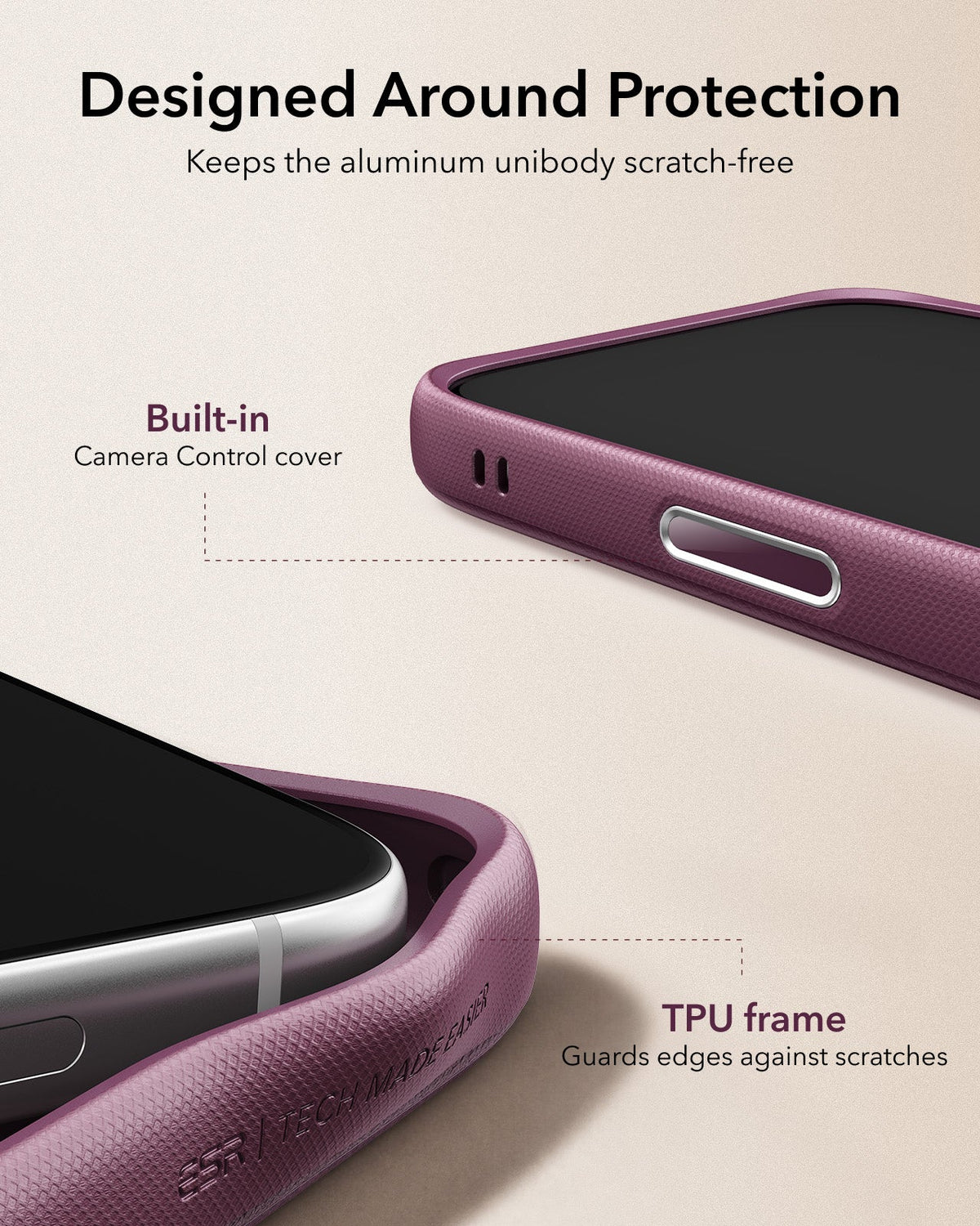 ESR Deep Burgundy Leather iPhone 17 Pro Max Magsafe Case with Stand Designed Around Protection
