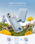 ESR Blue Floral iPone 17 Magsafe Case with Stand pair Slim MagSafe Wallet Sleek Yet Spacious