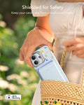 ESR Blue Floral iPone 17 Magsafe Case with Stand pair Slim MagSafe Wallet Shielded for Safety