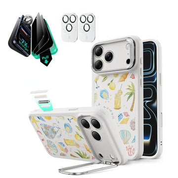 Withe Shell iPhone 17 Pro Max Magsafe Case with Stand pair  Armorite Tempered Glass Privacy Screen 