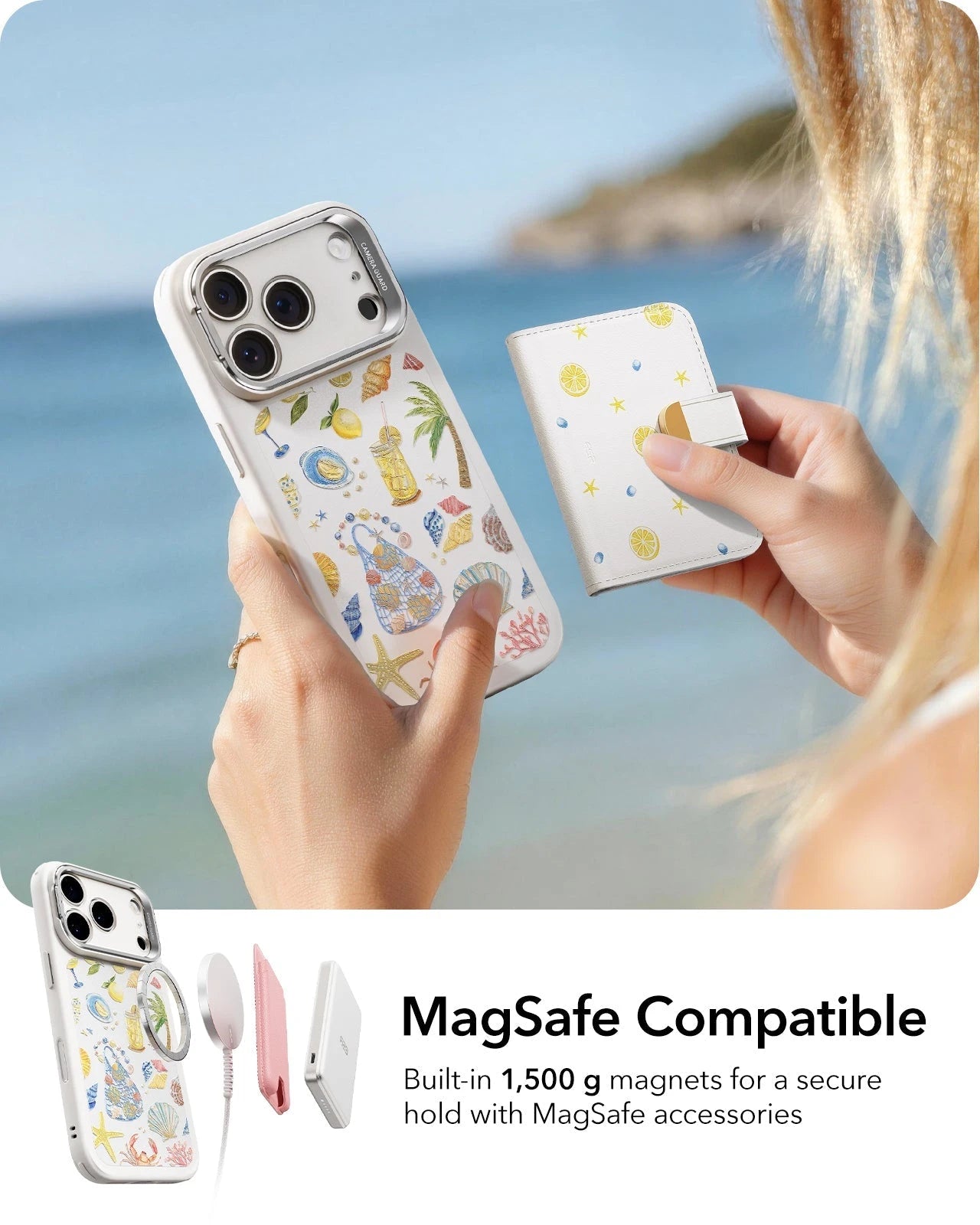 Aesthetic iPhone 17 Pro Max Case with Stand: Coastal Shell Fashion