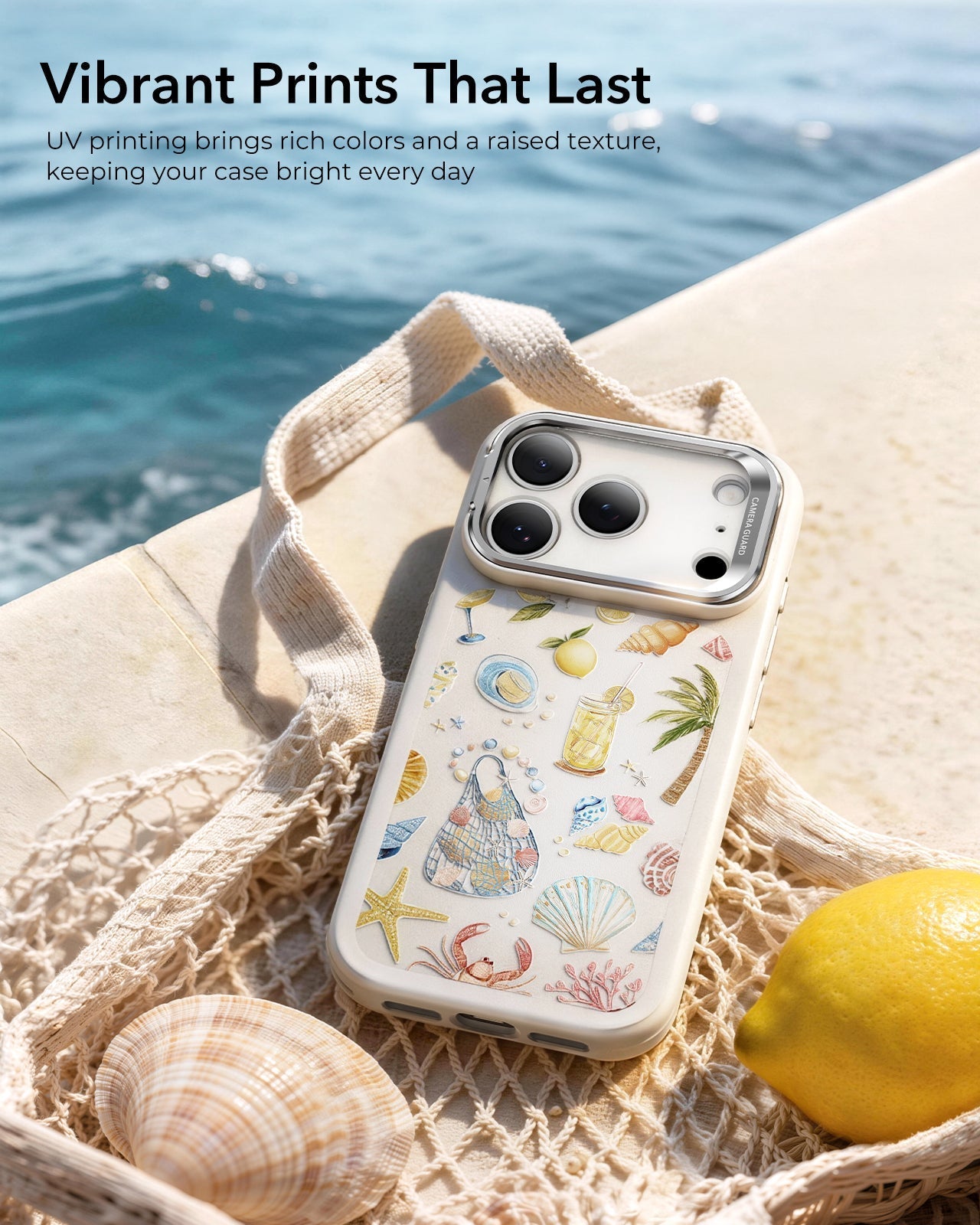 Aesthetic iPhone 17 Pro Max Case with Stand: Coastal Shell Fashion