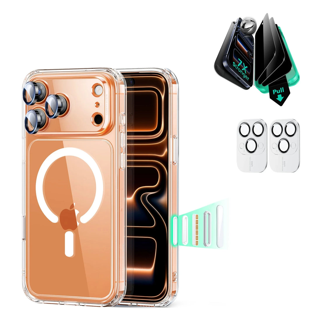 iPhone 17 Pro Max Classic Hybrid Magsafe Case with Privacy Screen Protector Bundle Clear