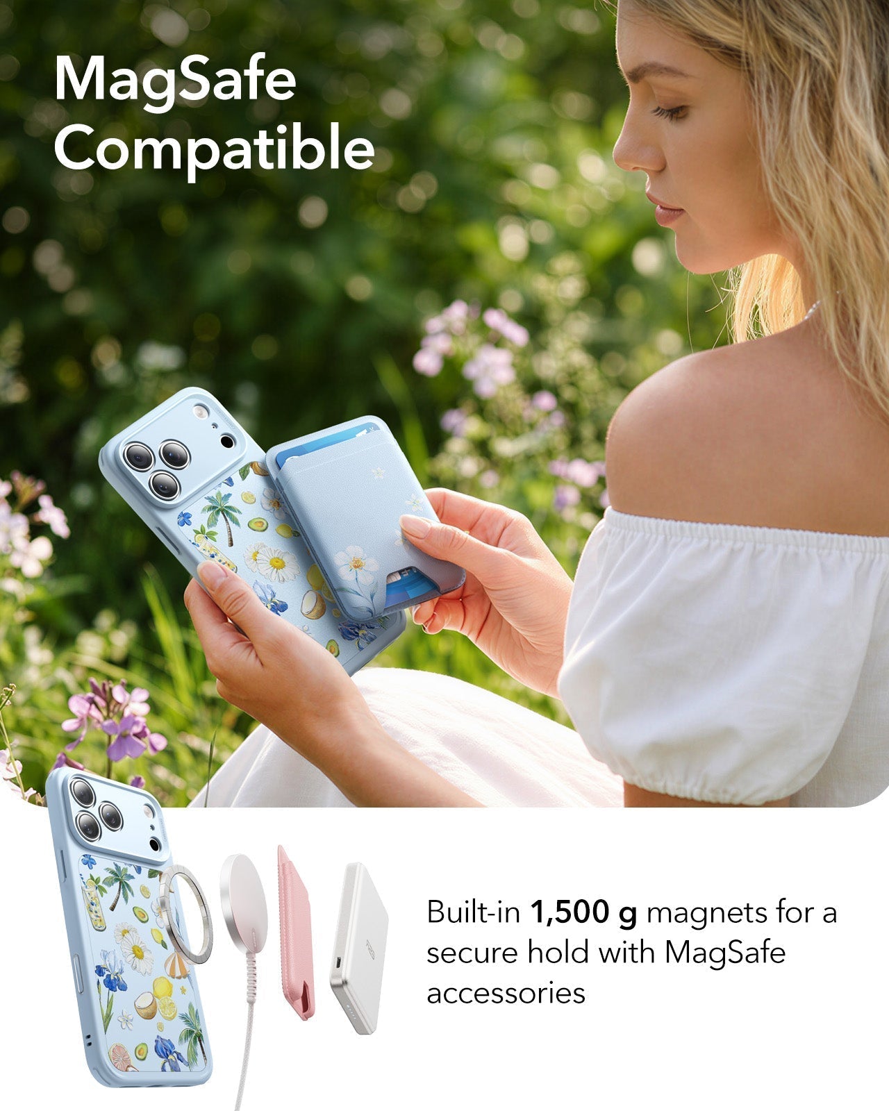 ESR Blue Floral iPone 17 Pro Max Case  MagSafe Compatible