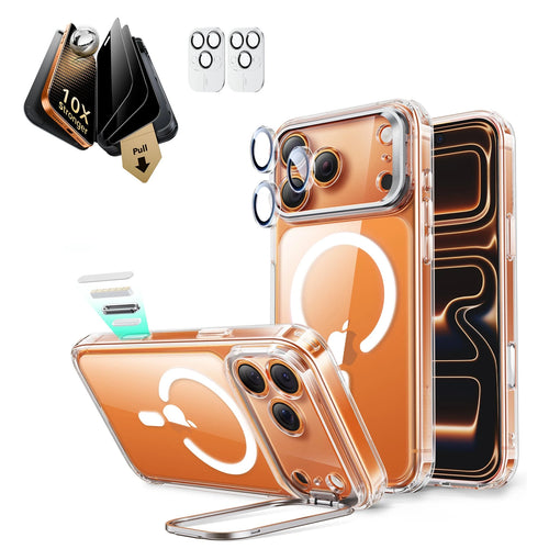 iPhone 17 Pro Max – Pack coque hybride magnétique Classique( support Stash) + protecteur d’écran confidentialité Armorite Pro - Clear