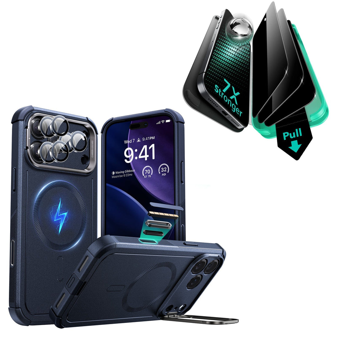 iPhone 17 Pro Max Bundle Cyber Tough Magnetic Case (Camera Control, Stash Stand) and Armorite Privacy Screen Protector - Black ESR ESR