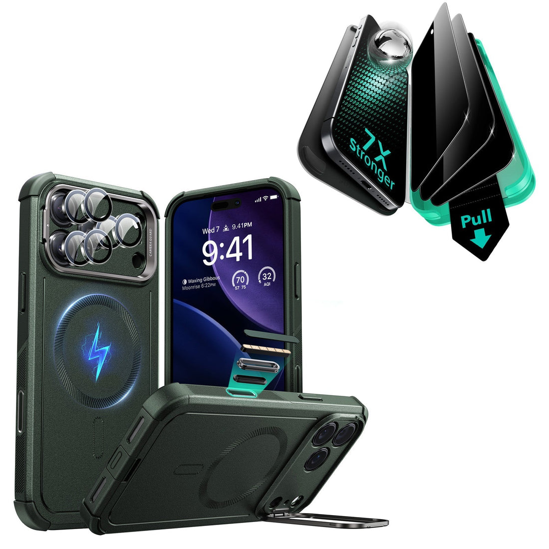 iPhone 17 Pro Max Bundle Cyber Tough Magnetic Case (Camera Control, Stash Stand) and Armorite Privacy Screen Protector - Black ESR ESR