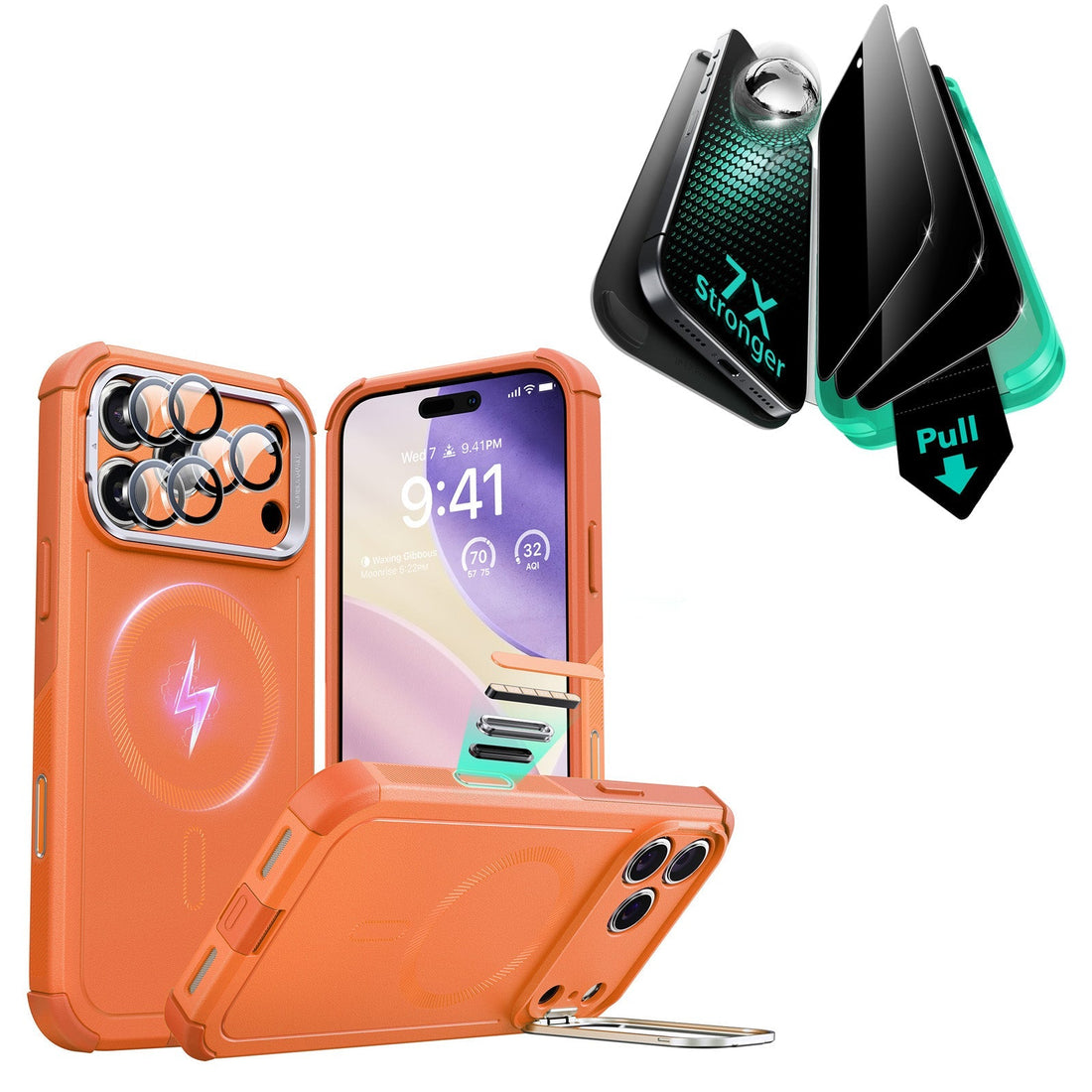 iPhone 17 Pro Max Bundle Cyber Tough Magnetic Case (Camera Control, Stash Stand) and Armorite Privacy Screen Protector - Black ESR ESR