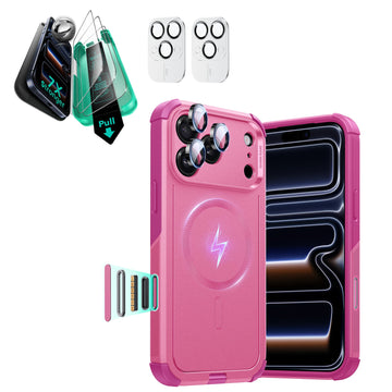 iPhone 17 Pro Max Cyber Tough Magsafe Case with Screen Protector Pink