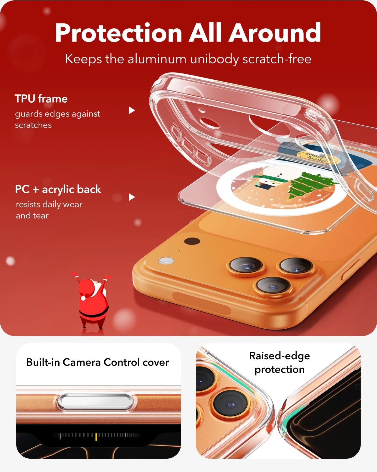 Print iPhone 17 Pro Max Magsafe Case Clear Christmas Snow Globe Protection All Around