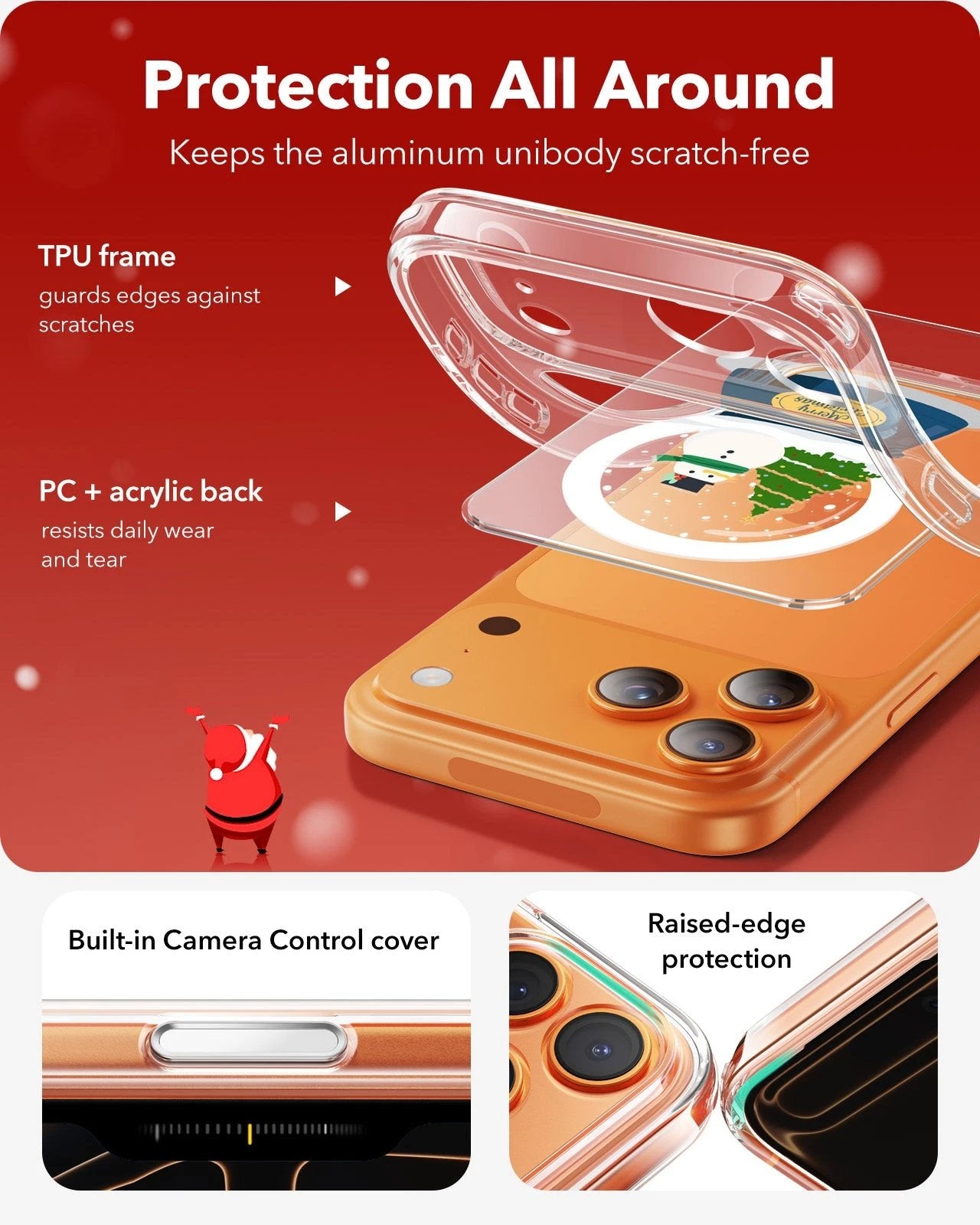 Print iPhone 17 Pro Max Magsafe Case Clear Christmas Snow Globe Protection All Around