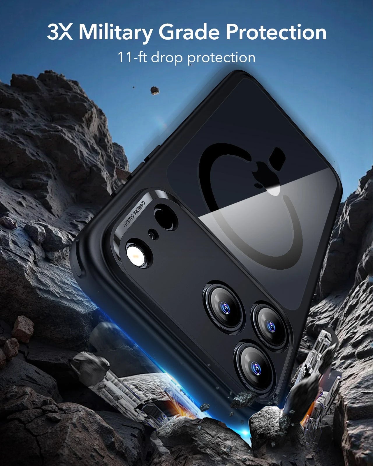 ESR iPhone 17 Pro Max Magsafe Case with Camera Control Clear Black 3× Military Grade Protection
