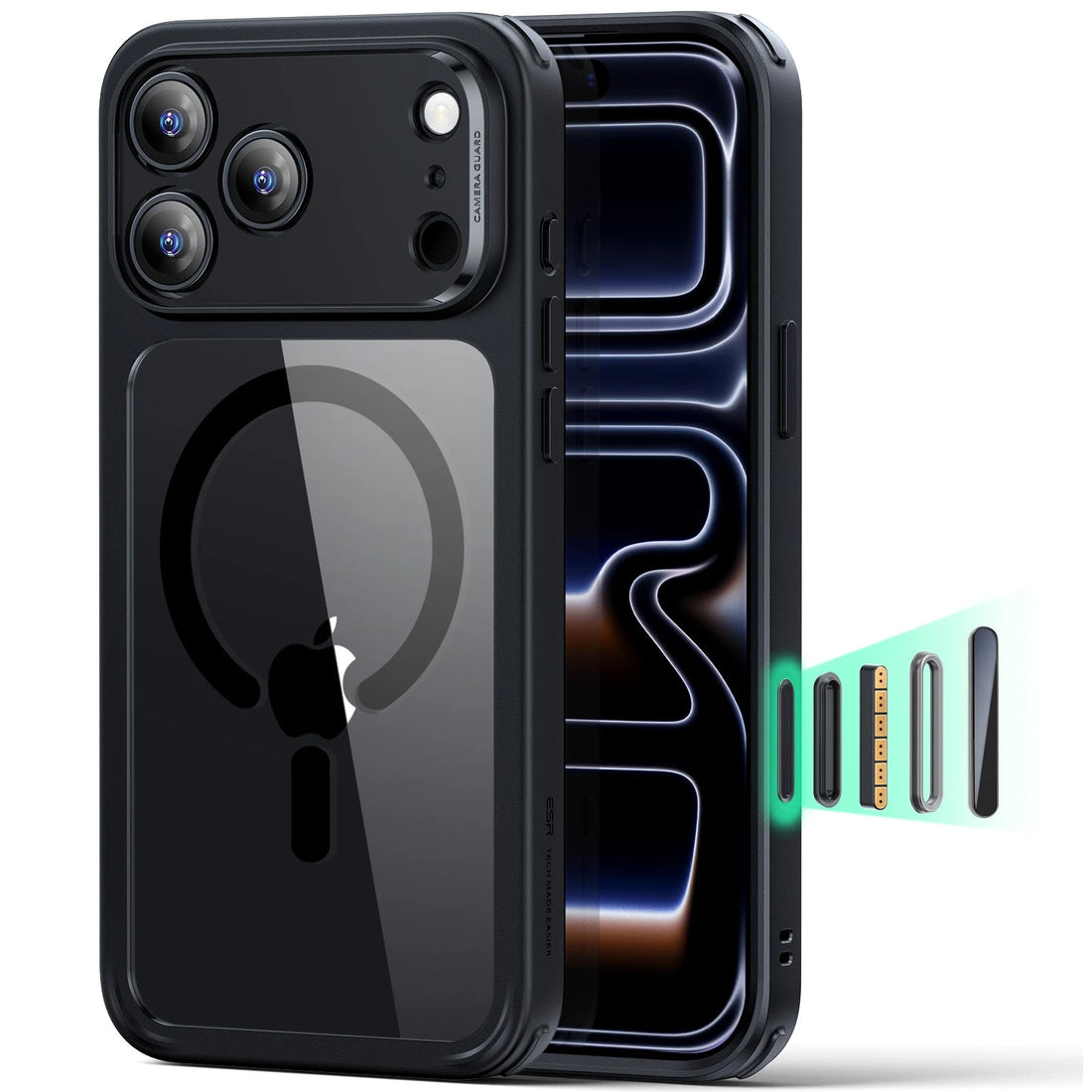 iPhone 17 Pro Max Classic Hybrid Magnetic Case (Camera Control) - Clear Black ESR ESR