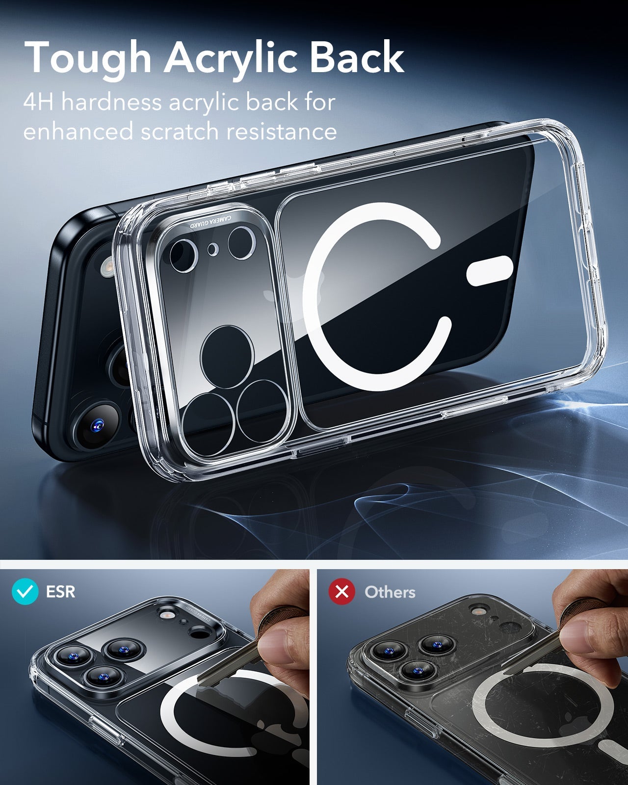 ESR iPhone 17 Pro Max Magsafe Case with Camera Control Clear Tough Acrylic Back