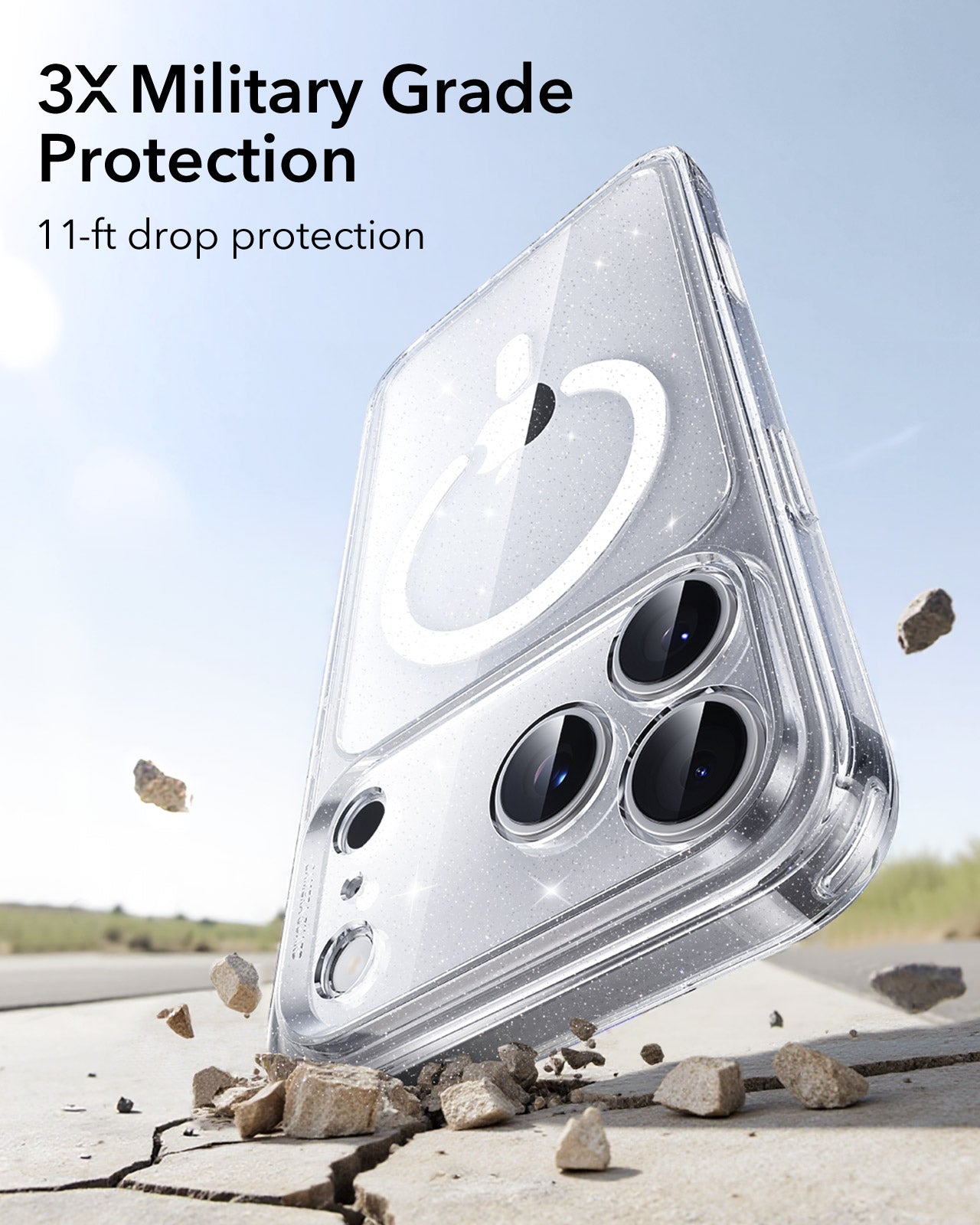 ESR iPhone 17 Pro Max Magsafe Case with Camera Control Clear Shimmer 3× Military Grade Protection
