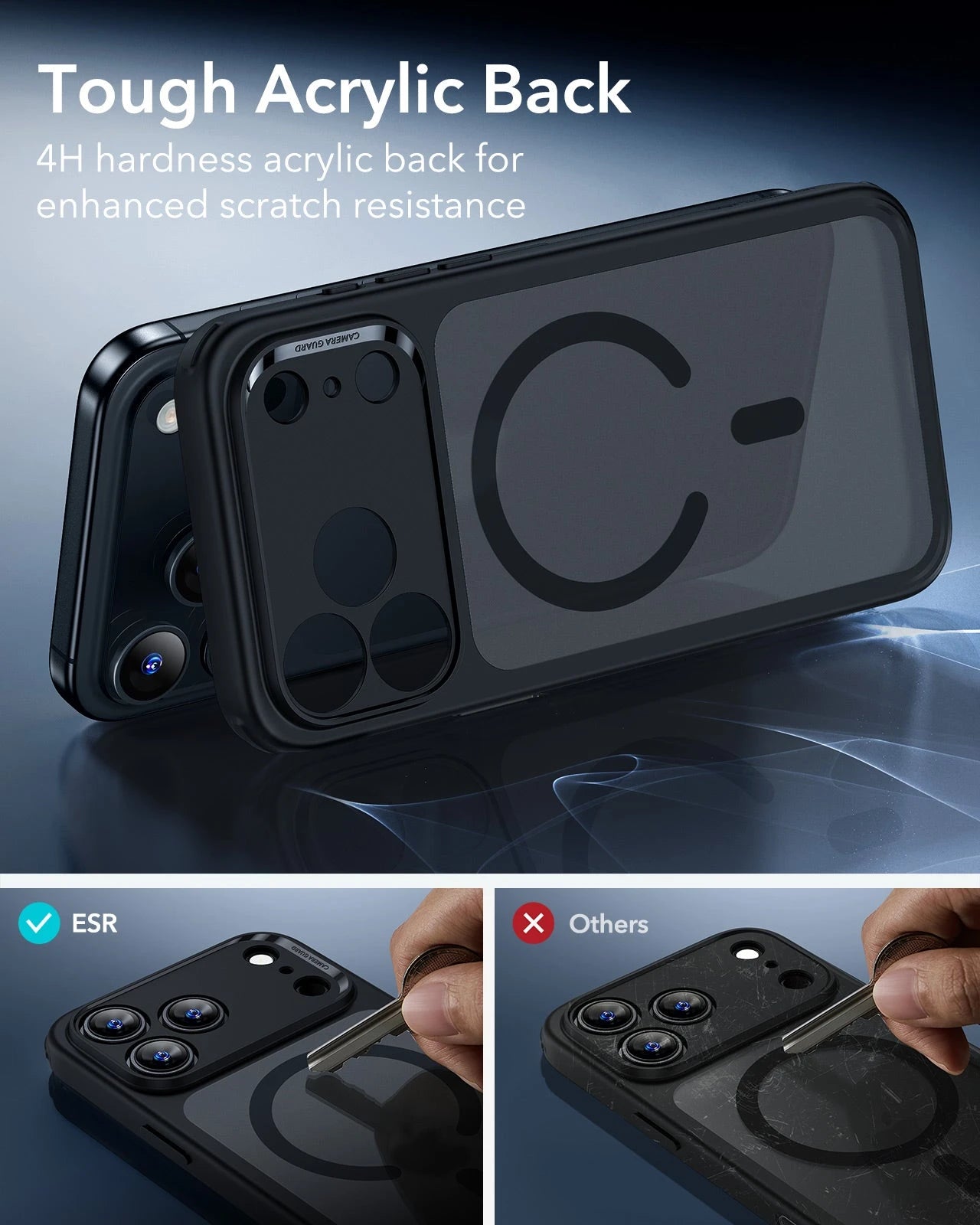 ESR iPhone 17 Pro Max Magsafe Case with Camera Control Frosted Black Tough Acrylic Back