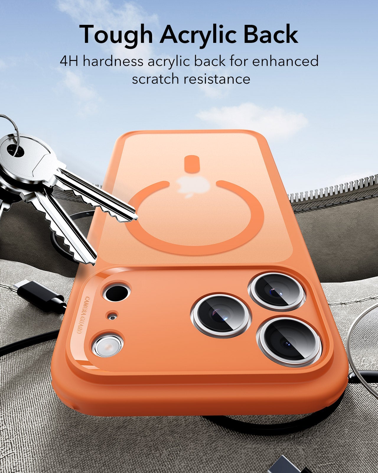 ESR iPhone 17 Pro Magsafe Case with Camera Control Frosted Orange Tough Acrylic Back
