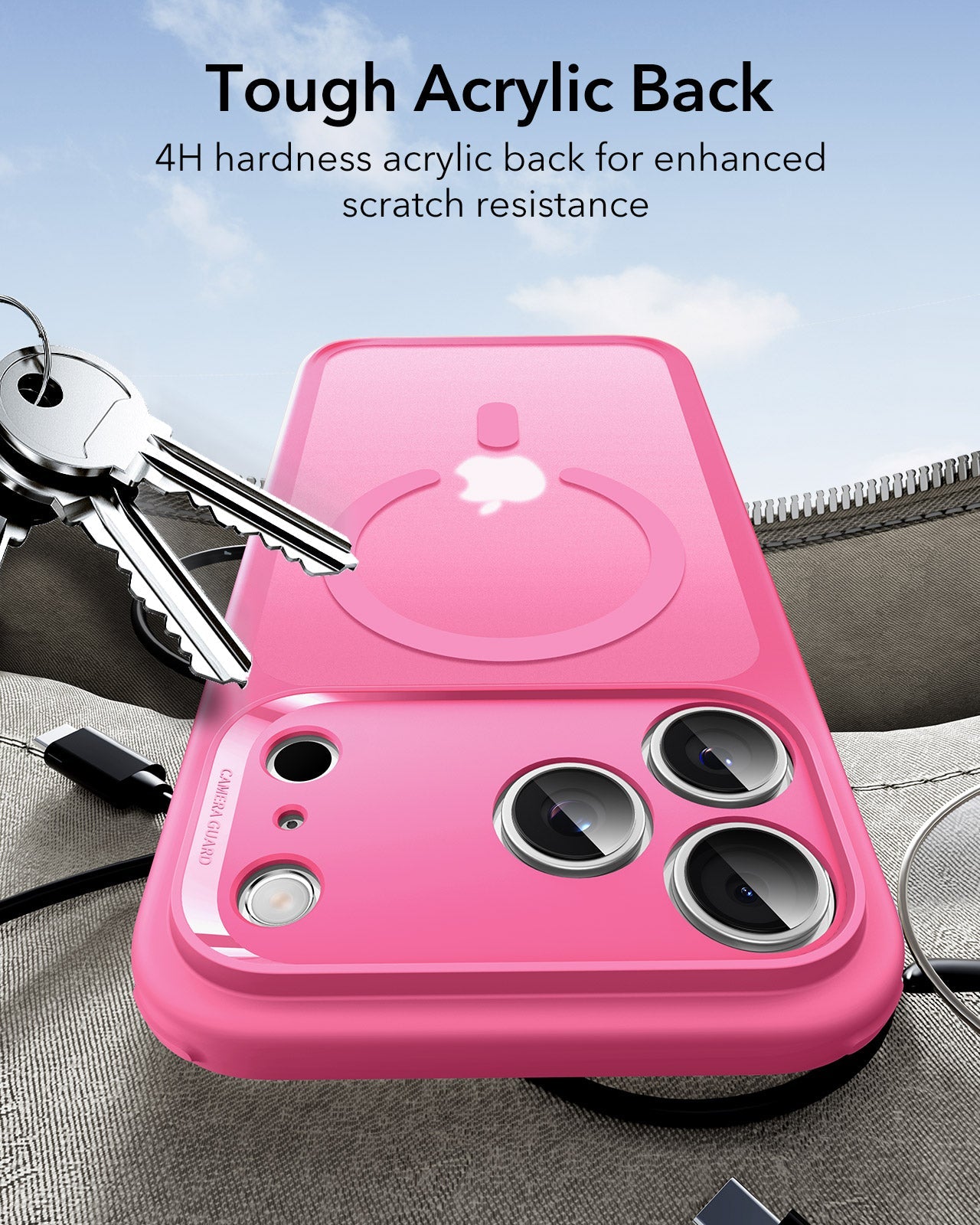 ESR iPhone 17 Pro Max Magsafe Case with Camera Control Frosted Pink Tough Acrylic Back