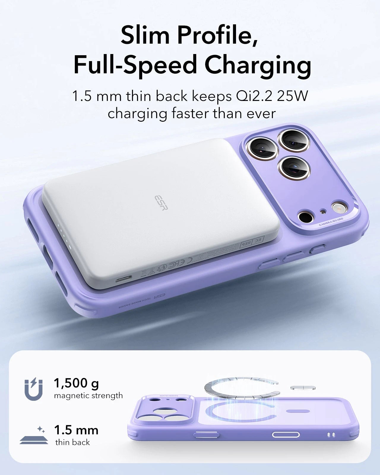 ESR iPhone 17 Pro Max Magsafe Case with Camera Control Frosted Purple Wireless charging
