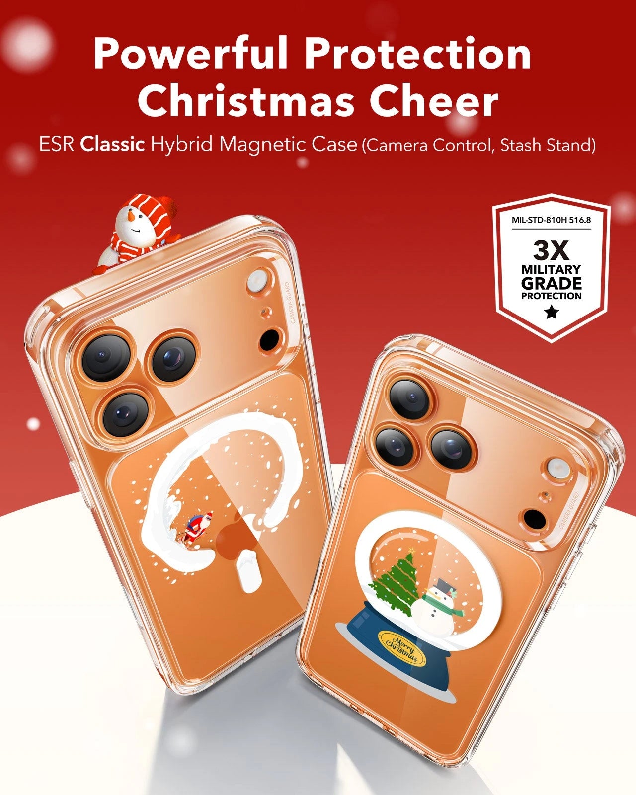 ESR Print iPhone 17 Pro Max Magsafe Case Clear Christmas Santa Skater