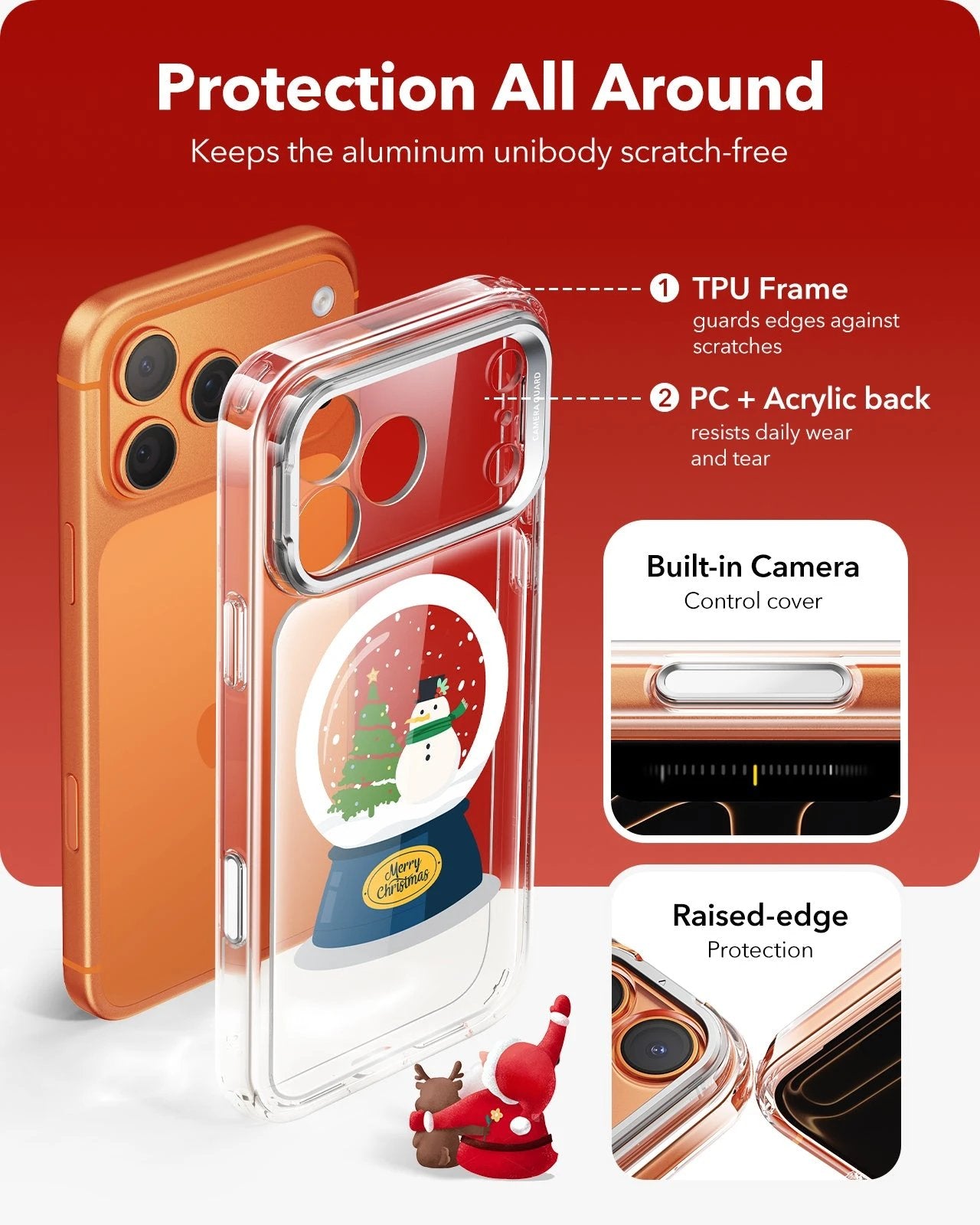 Print iPhone 17 Pro Max Magsafe Case with Stand Clear Christmas Snow Globe  Protection All Around