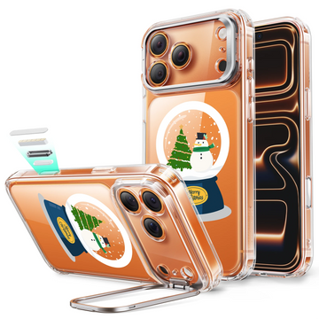 Print iPhone 17 Pro Max Magsafe Case with Stand Clear Christmas Snow Globe