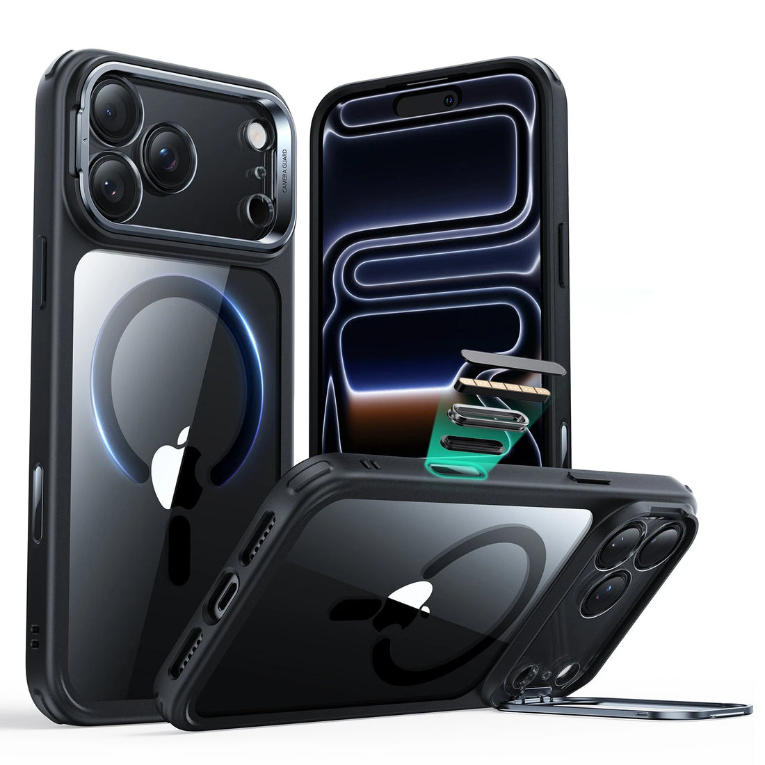 iPhone 17 Pro Max Classic Hybrid Magnetic Case (Camera Control, Stash Stand) - Clear Black ESR ESR