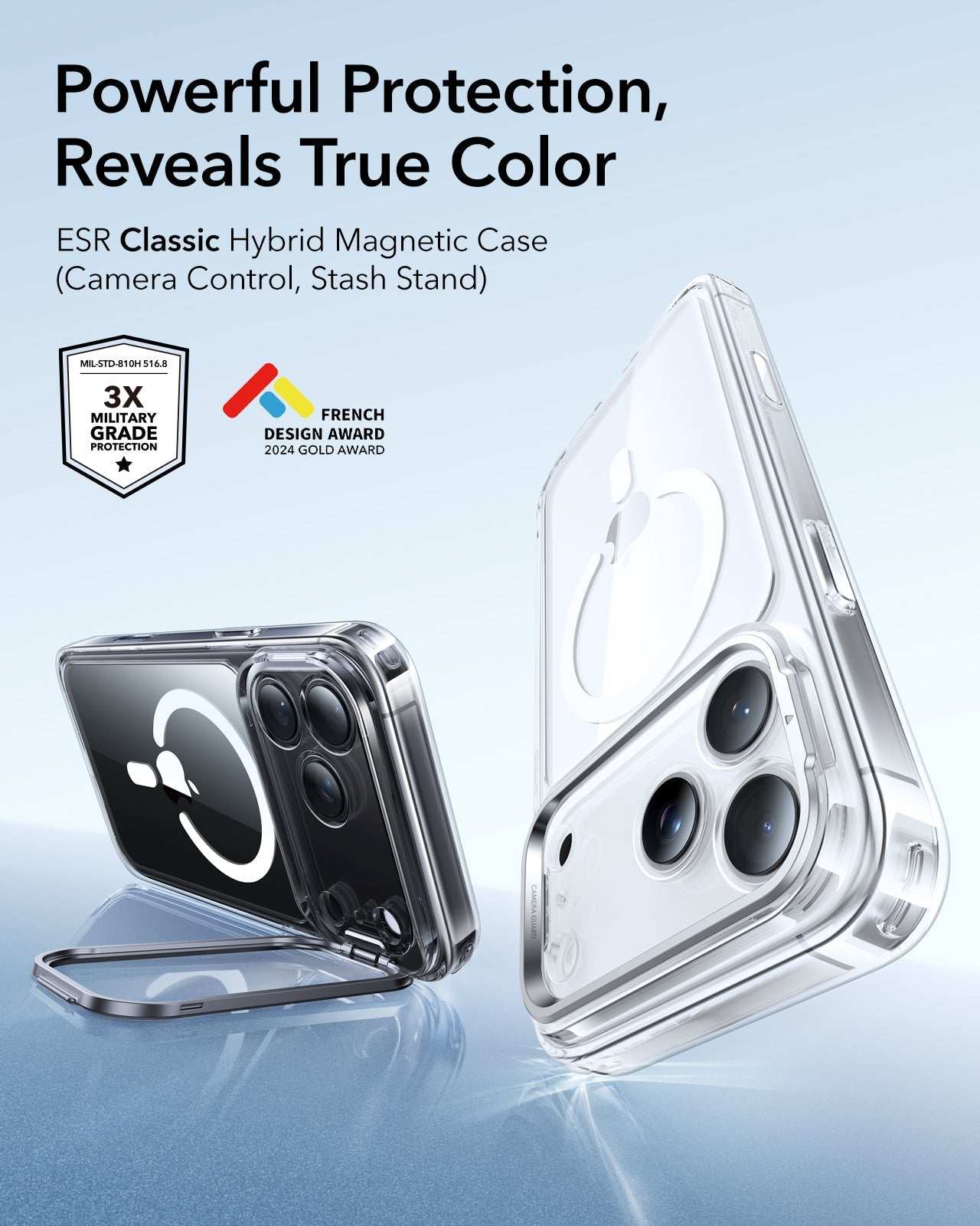ESR iPhone 17 Pro Max Classic Hybrid Magsafe Case with Stand Camera Control Clear