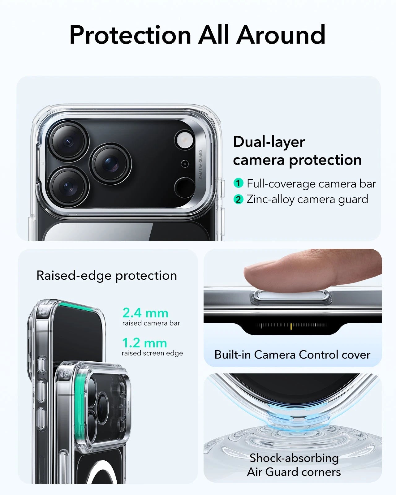 ESR iPhone 17 Pro Max Classic Hybrid Magsafe Case with Stand Camera Control Clear Raised Edge Protection