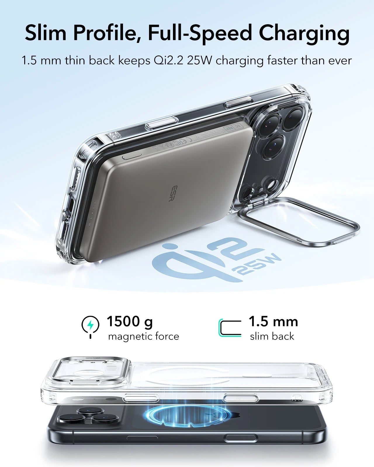 ESR iPhone 17 Pro Max Classic Hybrid Magsafe Case with Stand Camera Control Clear Wireless charging