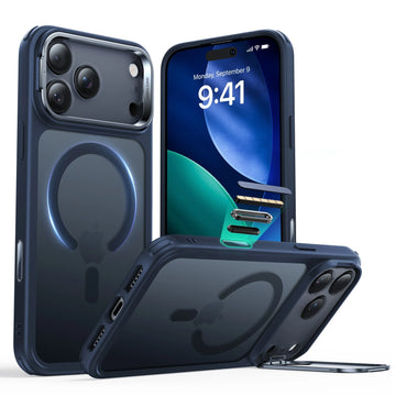 iPhone 17 Pro Max Classic Hybrid Magsafe Case with Stand Camera Control Frosted Blue