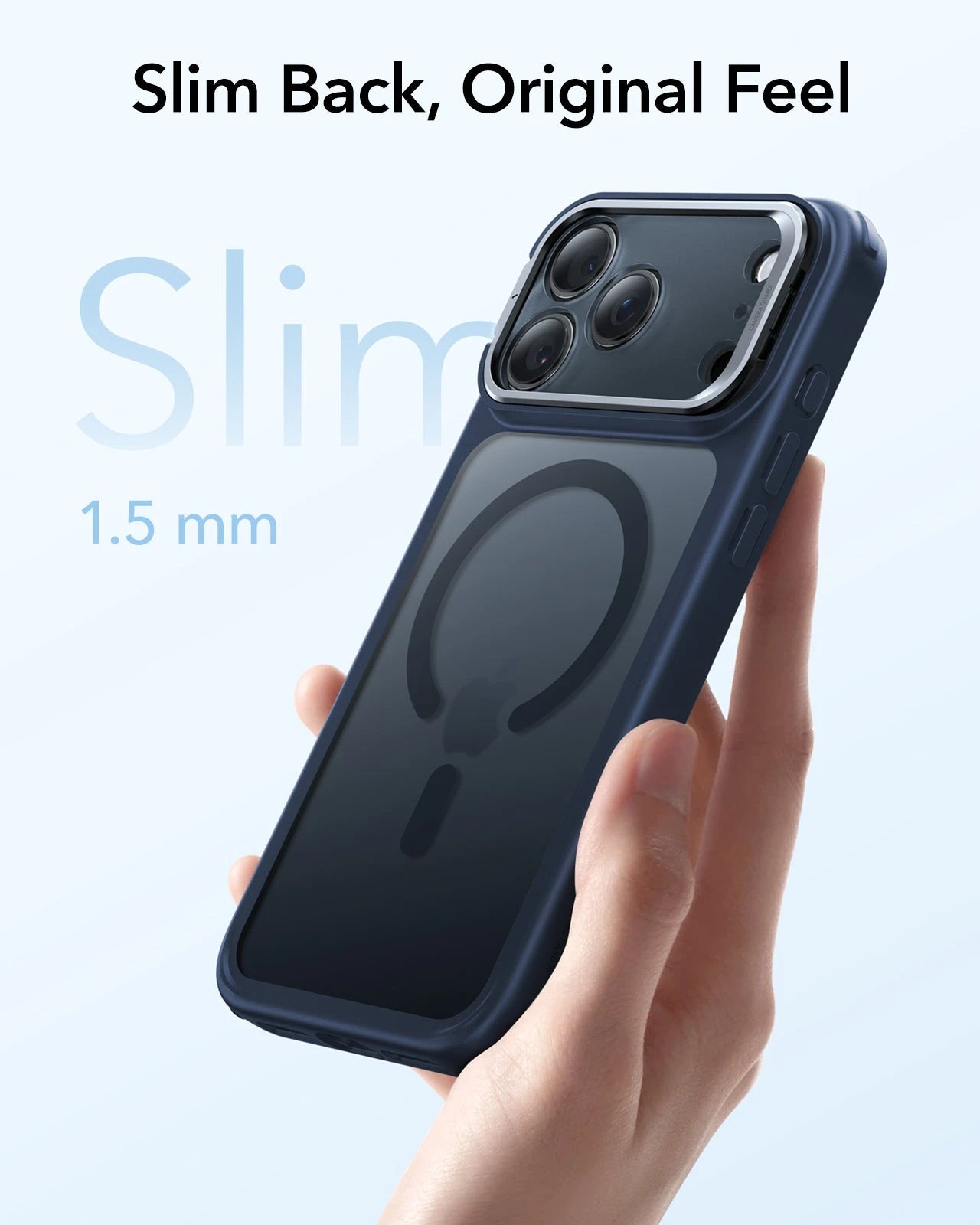 Blue iPhone 17 Pro Max Phone Case with Stand (Camera Control|ESR Hybrid
