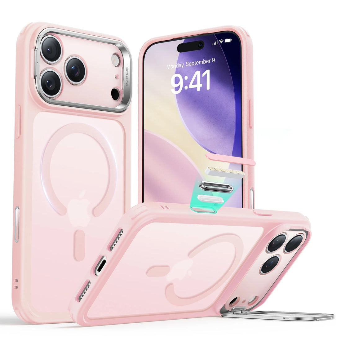 iPhone 17 Pro Max Classic Hybrid Magsafe Case with Stand Camera Control Frosted Bubblegum Pink