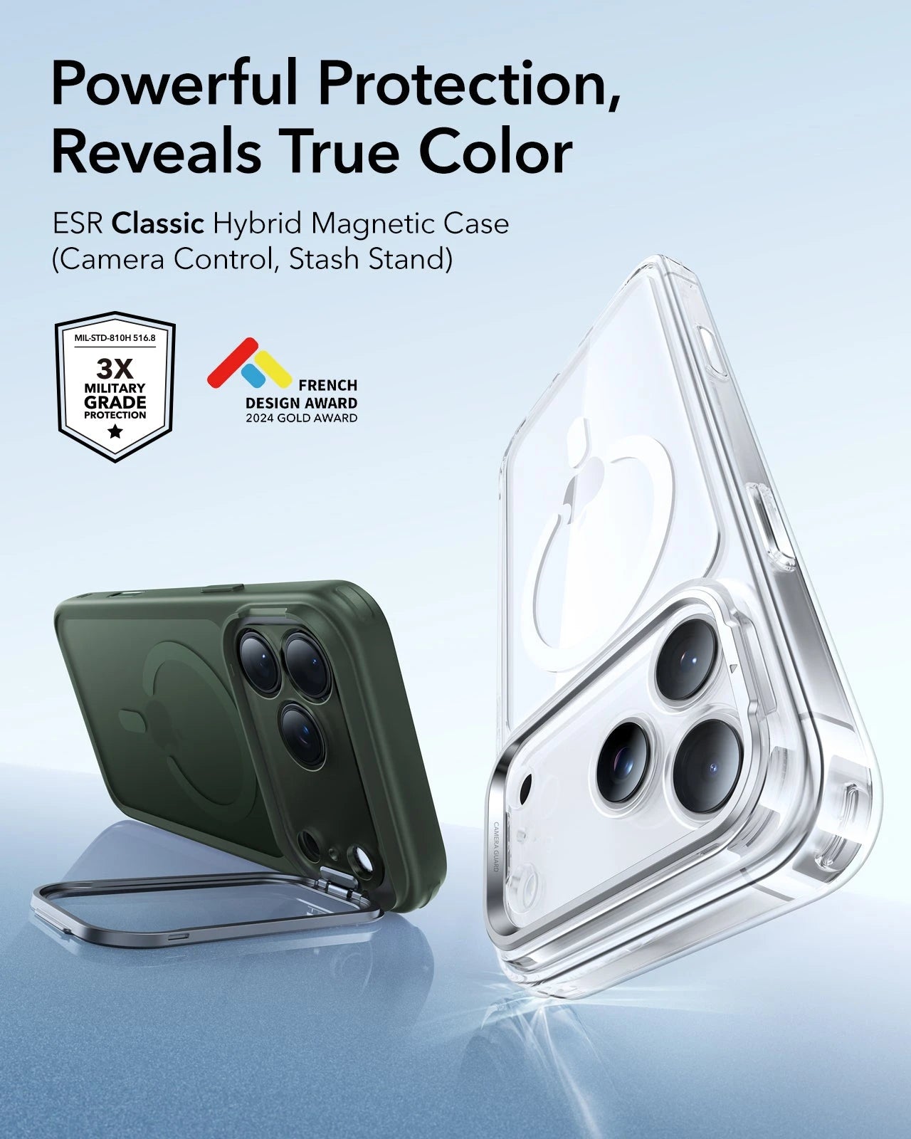 ESR iPhone 17 Pro Max Classic Hybrid Magsafe Case with Stand Camera Control Frosted Green 
