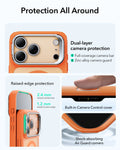 ESR iPhone 17 Pro Max Classic Hybrid Magsafe Case with Stand Camera Control Frosted Orange Raised Edge Protection