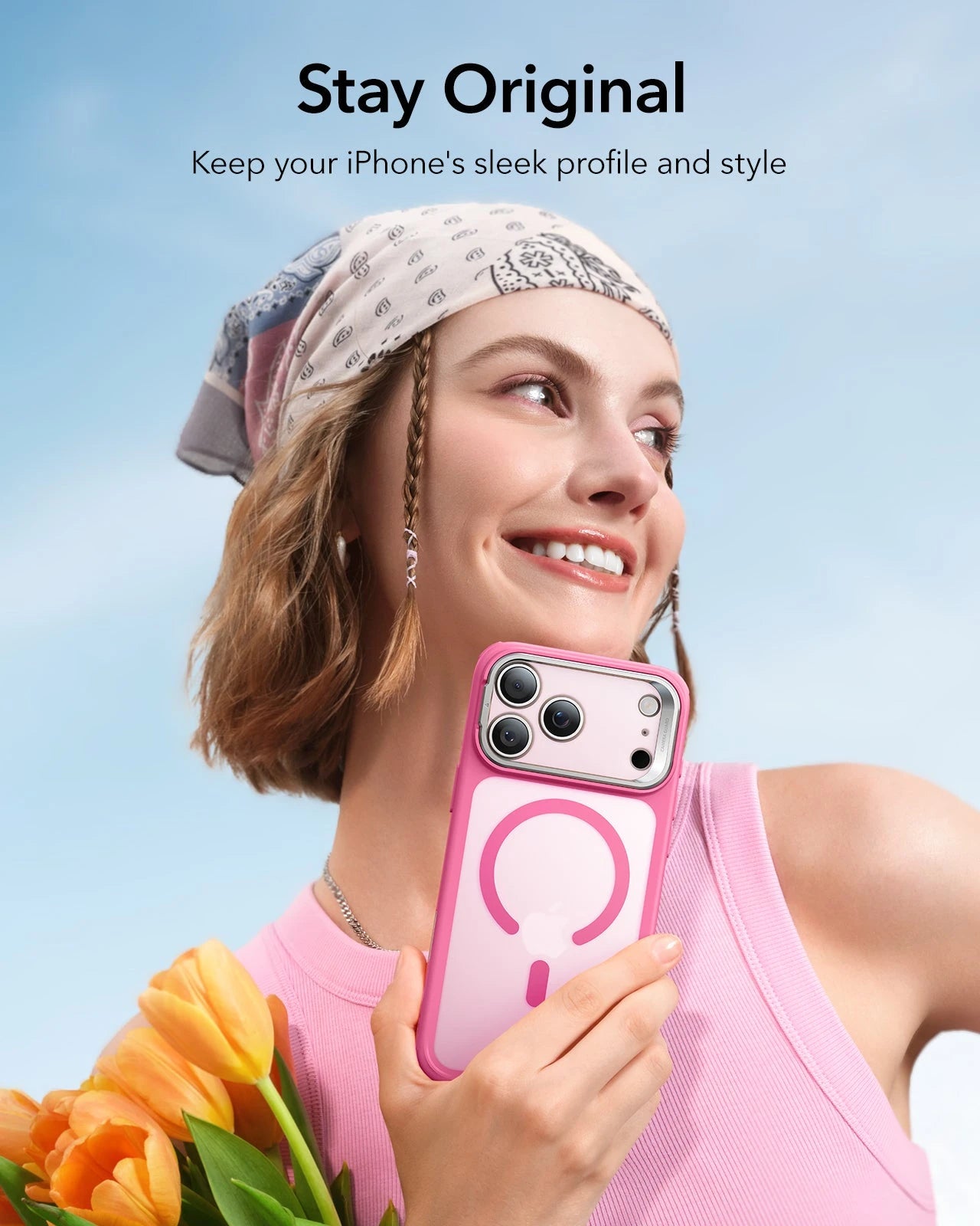 ESR iPhone 17 Pro Max Classic Hybrid Magsafe Case with Stand Camera Control Frosted Pink 