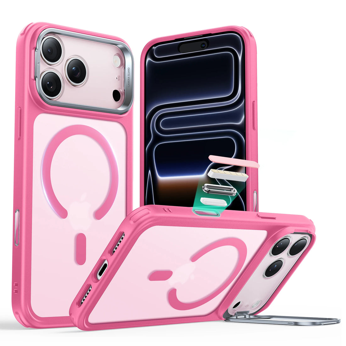 iPhone 17 Pro Max Classic Hybrid Magnetic Case (Camera Control, Stash Stand) - Frosted Pink ESR ESR