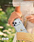 ESR Blue Floral iPone 17 Magsafe Case with Aura Clutch MagSafe Wallet Shielded for Safety