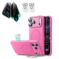 iPhone 17 Pro Max Cloud Soft Magsafe Case With Stand and Privacy Screen Protector Bundle  Pink