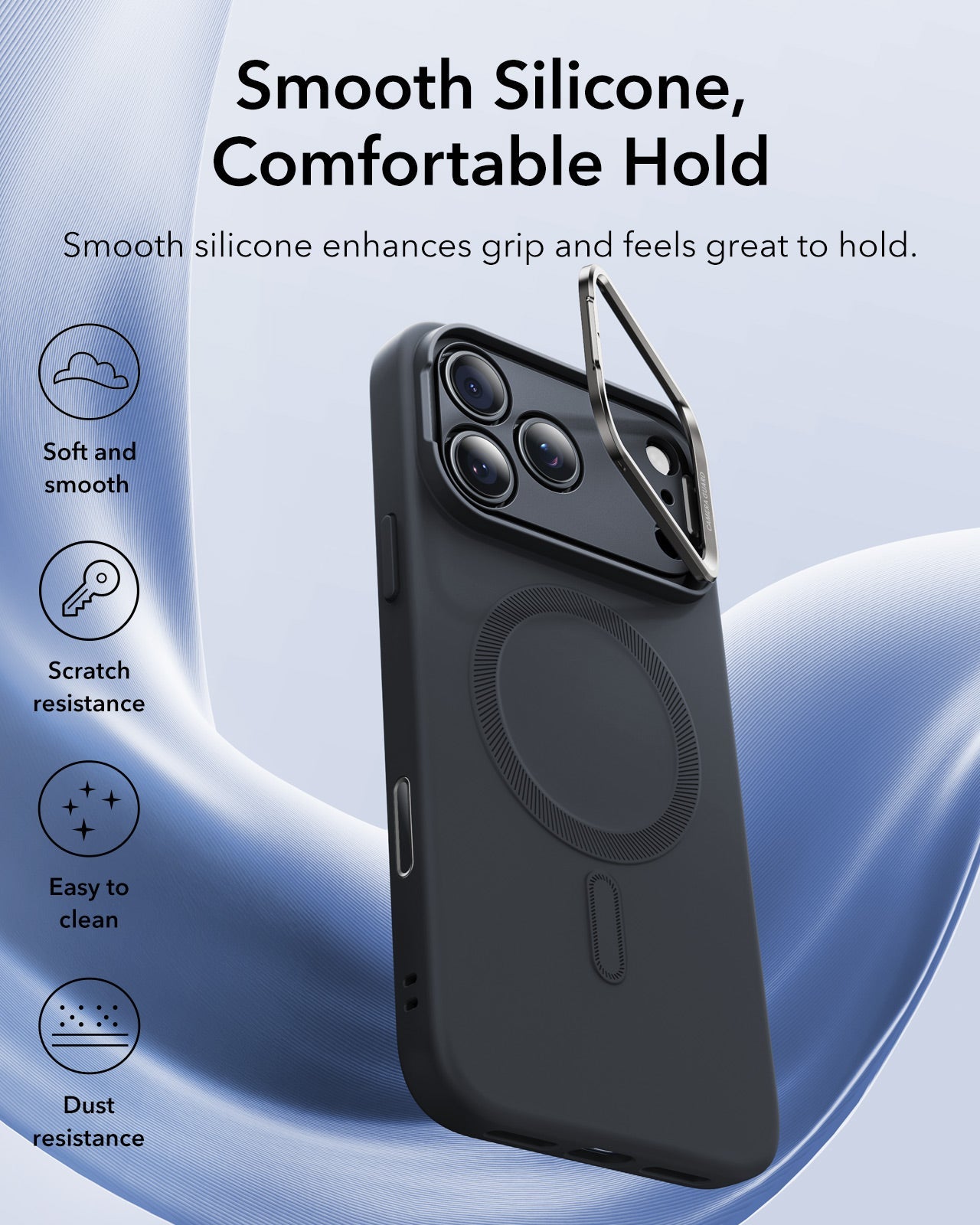 iPhone 17 Pro Max Cloud Soft Magnetic Case (Camera Control, Stash Stand) - Black ESR ESR
