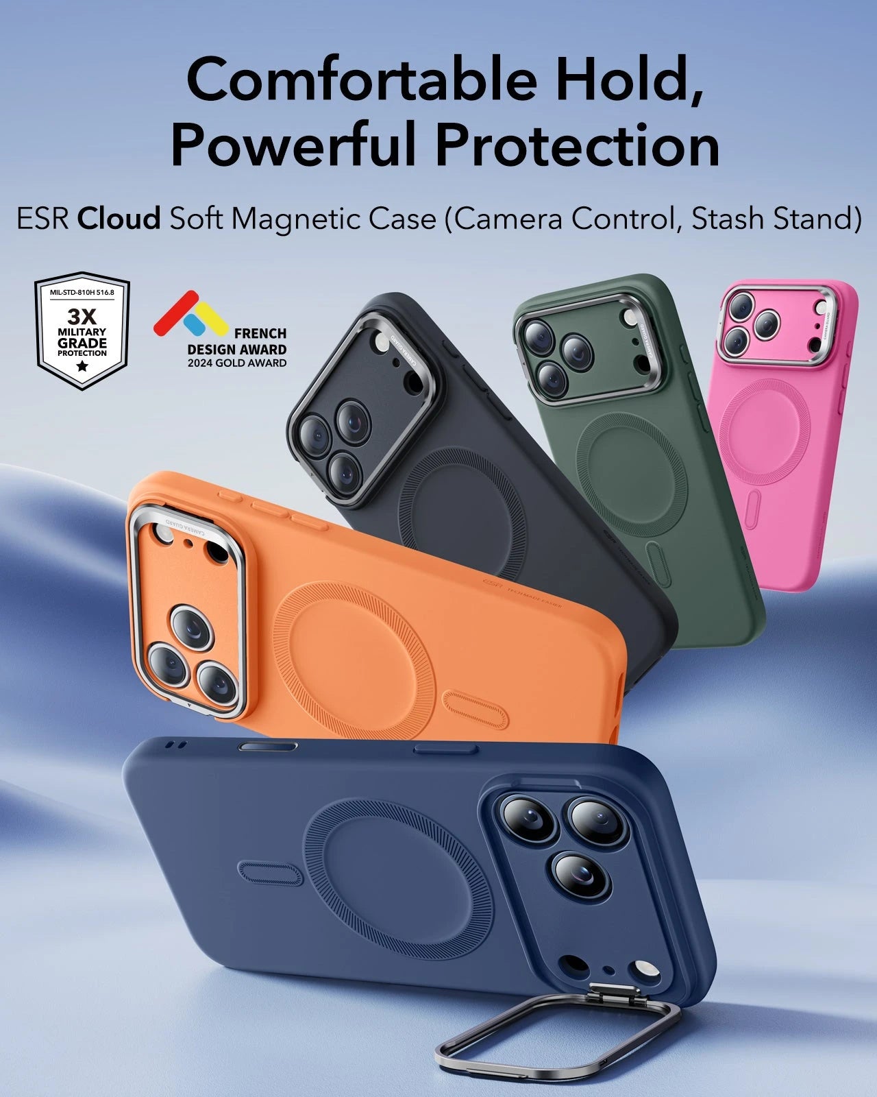 iPhone 17 Pro Max Cloud Soft Magnetic Case (Camera Control, Stash Stand) - Navy Blue ESR ESR