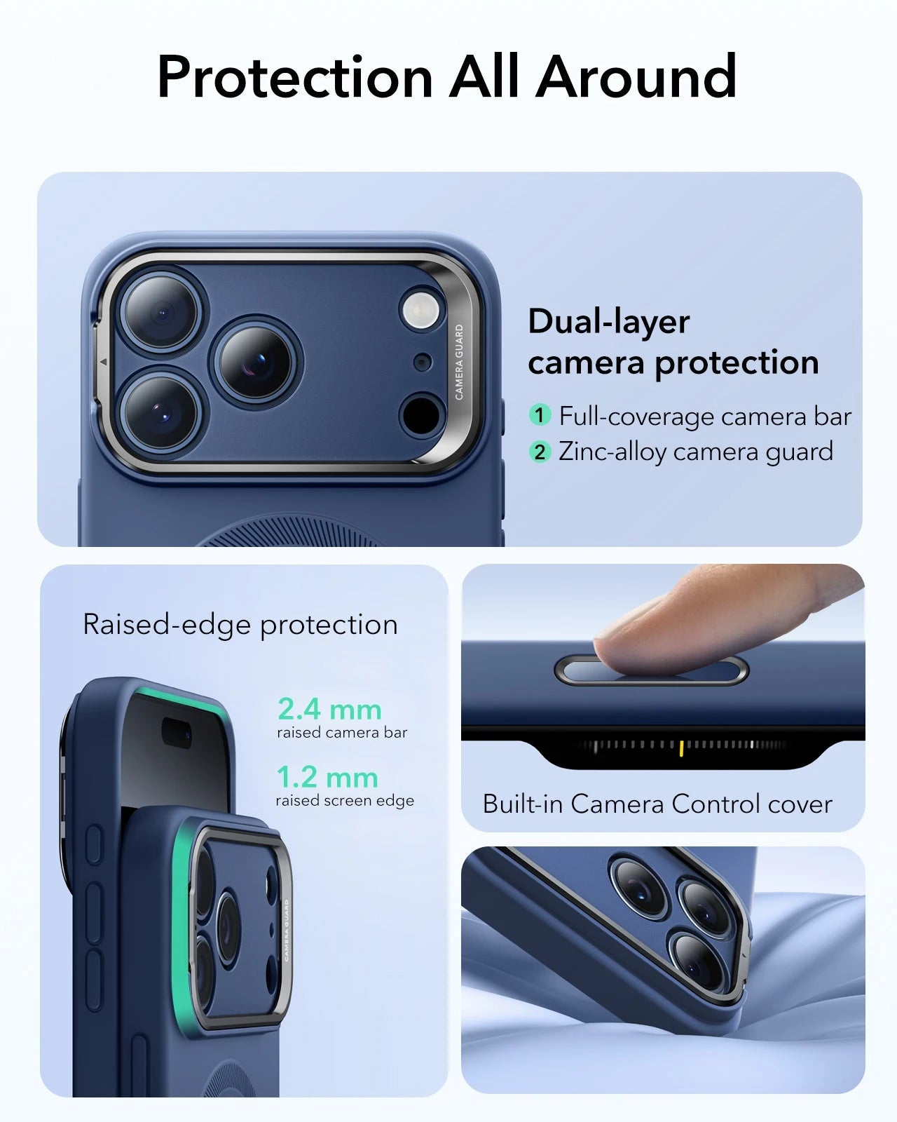 iPhone 17 Pro Max Cloud Soft Magnetic Case (Camera Control, Stash Stand) - Navy Blue ESR ESR