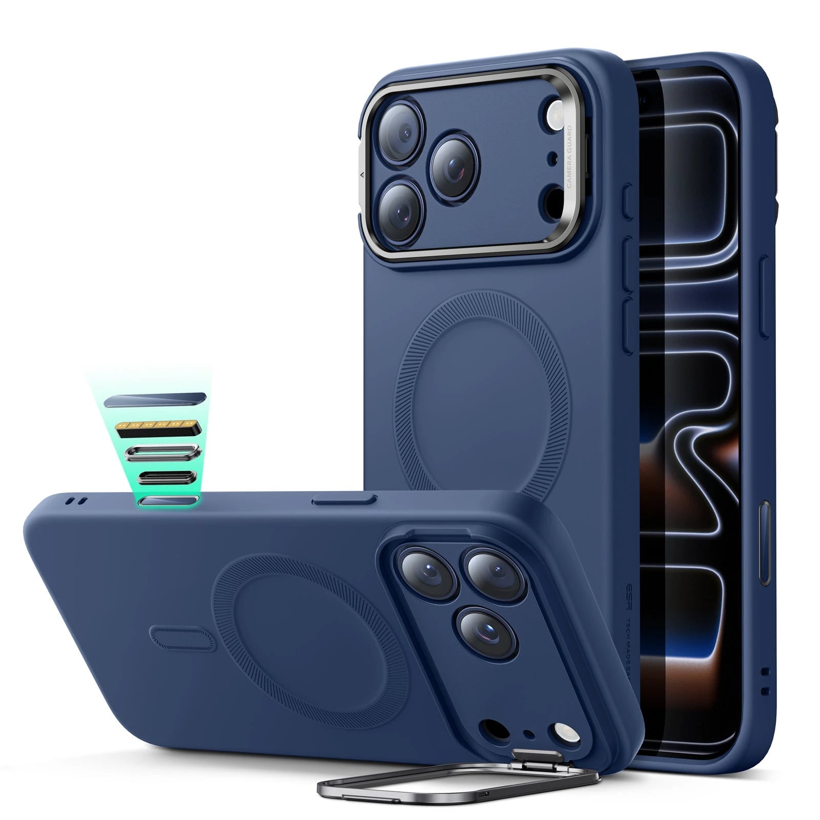 iPhone 17 Pro Max Cloud Soft Magnetic Case (Camera Control, Stash Stand) - Navy Blue ESR ESR