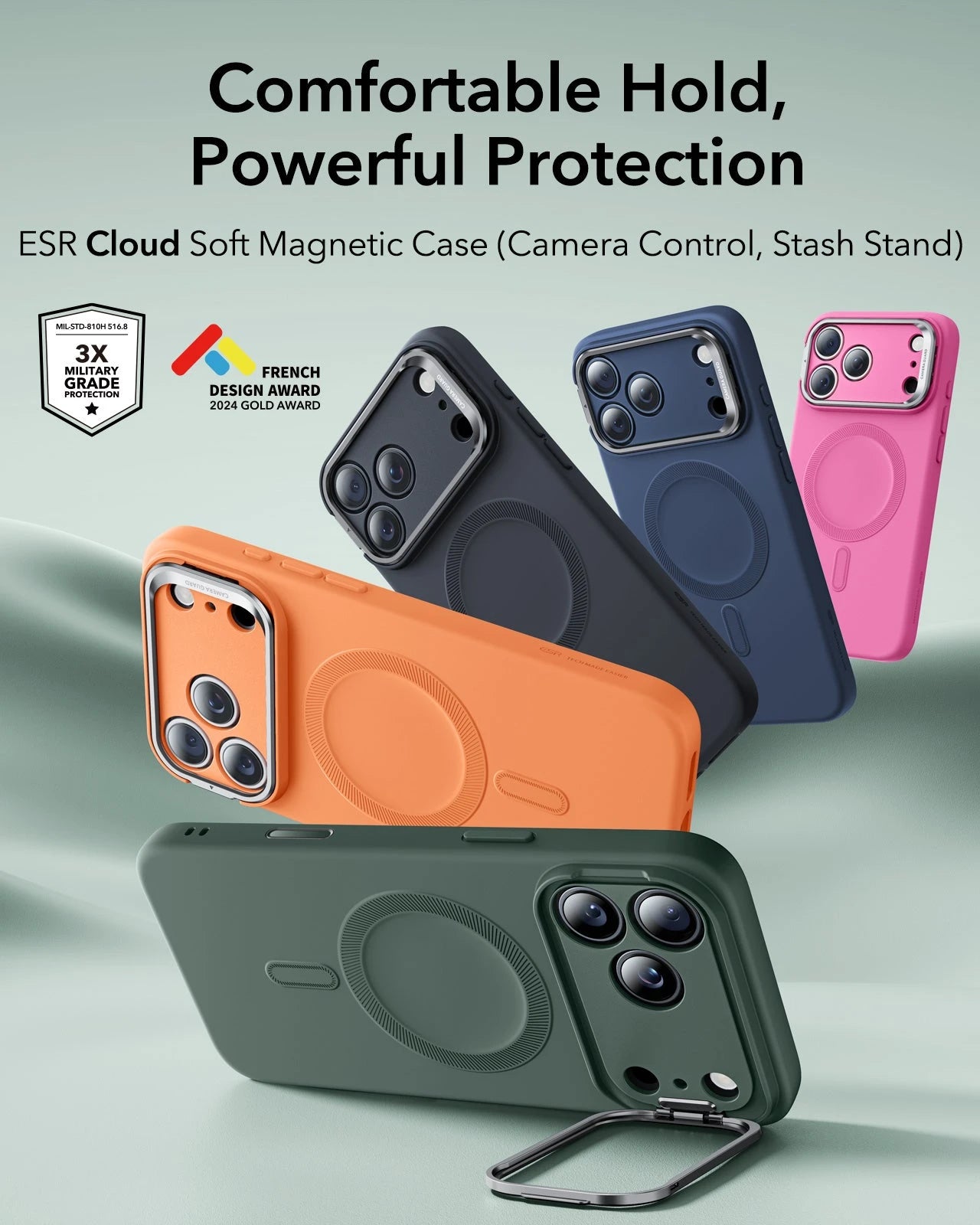 iPhone 17 Pro Max Cloud Soft Magnetic Case (Camera Control, Stash Stand) - Olive Green ESR ESR