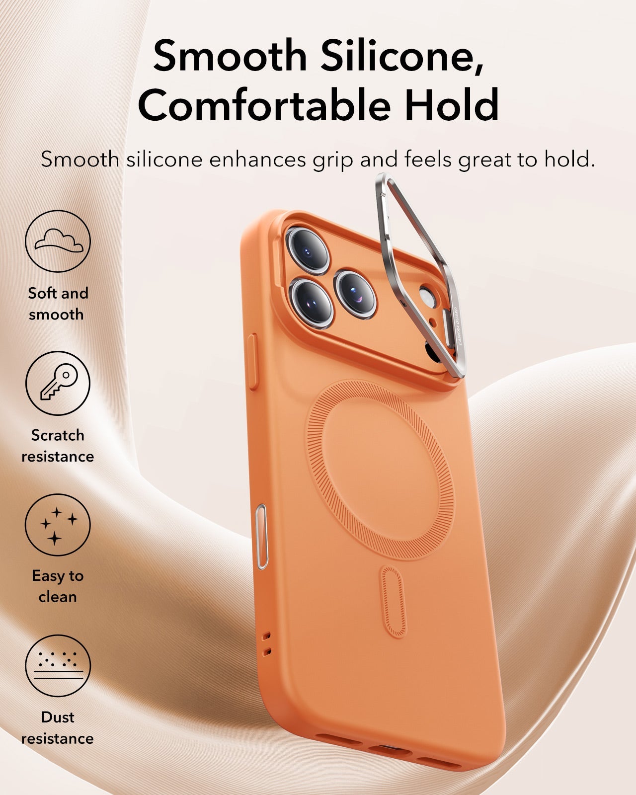 iPhone 17 Pro Max Cloud Soft Magnetic Case (Camera Control, Stash Stand) - Orange ESR ESR