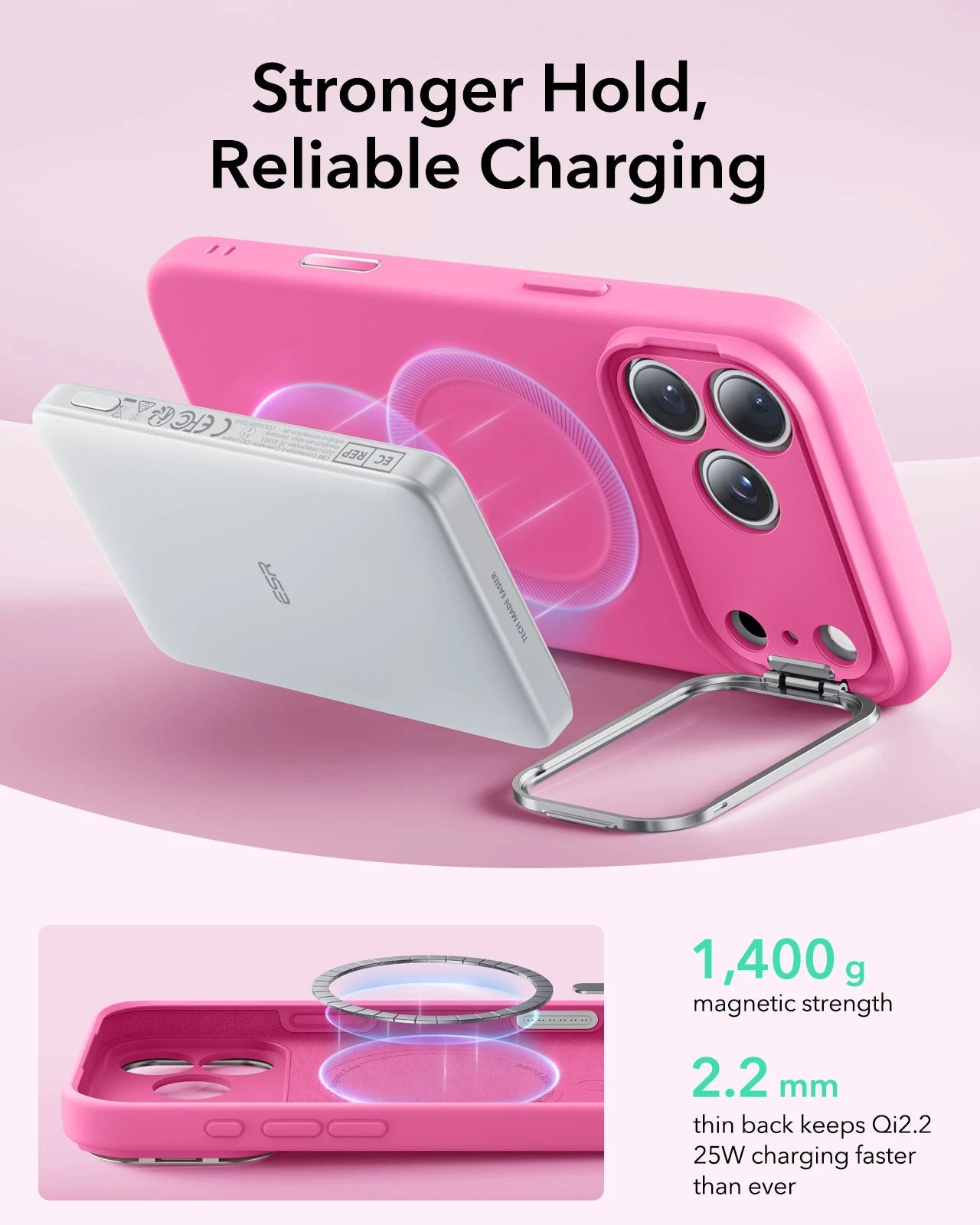 iPhone 17 Pro Max Cloud Soft Magnetic Case (Camera Control, Stash Stand) - Rosy Pink ESR ESR