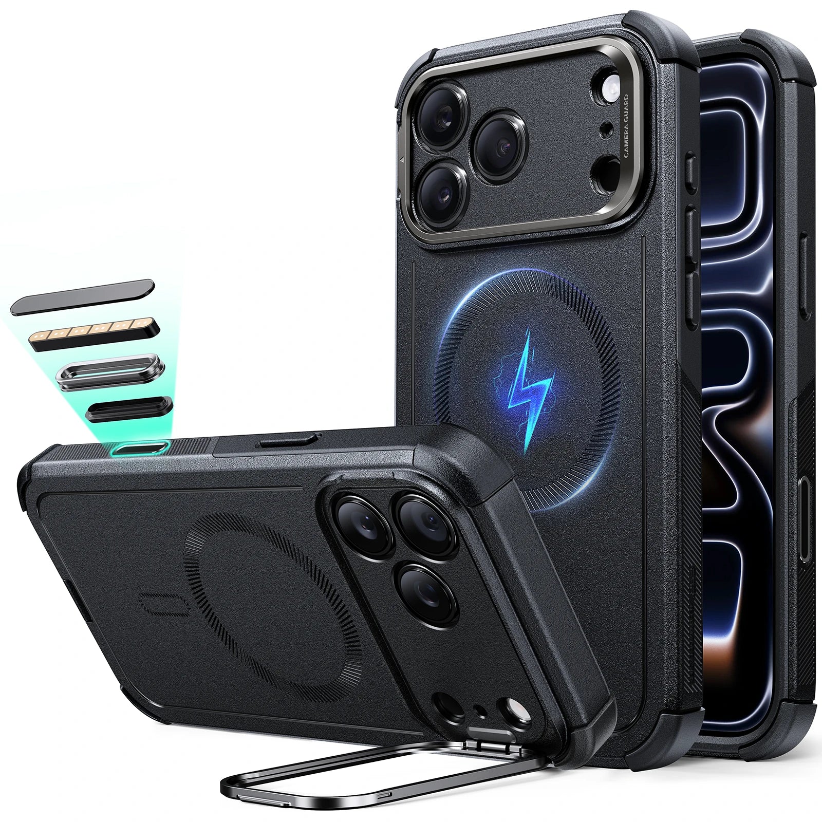 iPhone 17 Pro Max Cyber Tough Magnetic Case (Camera Control, Stash Stand) - Black ESR ESR