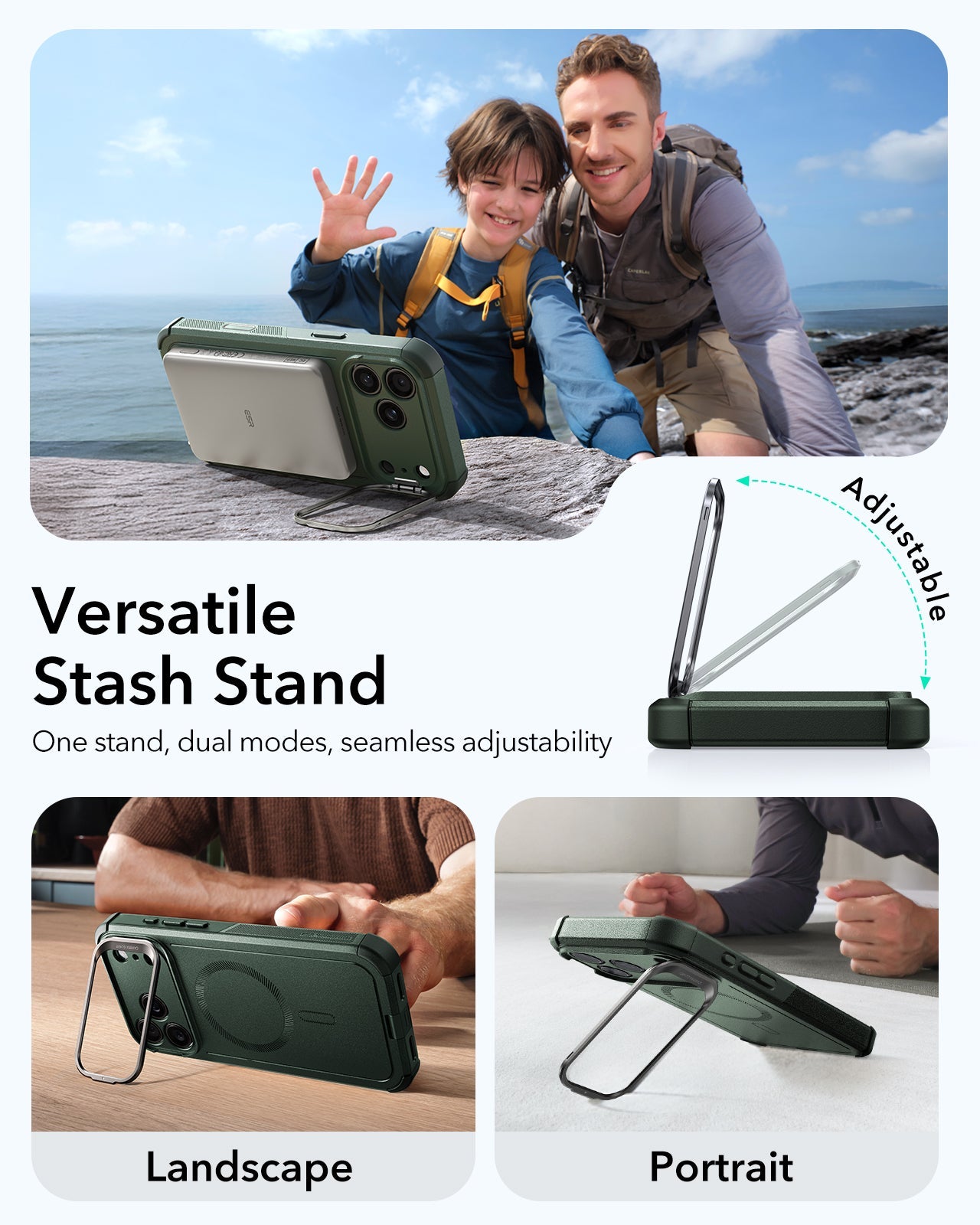 ESR iPhone 17 Pro Max Cyber Tough Magsafe Case Camera Control Green Versatile Stash Stand