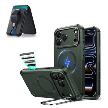 iPhone 17 Pro Max Cyber Tough Magsafe Case with Magsafe Wallet Find My Olive Green