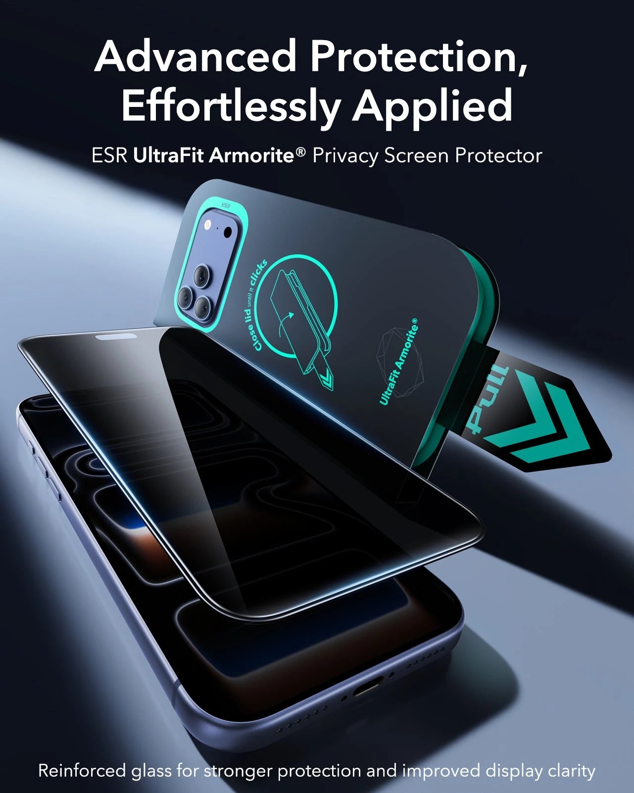 ESR iPhone 17 Pro Max Privacy Screen Protector with Armorite Tempered Glass Advanced Protection,  Effortlessly Applied